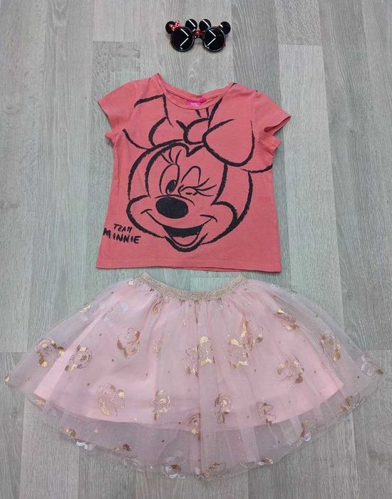 Красивый комплект юбка+футболка+очки с Мини Маус Disney, 110-116см/5-6