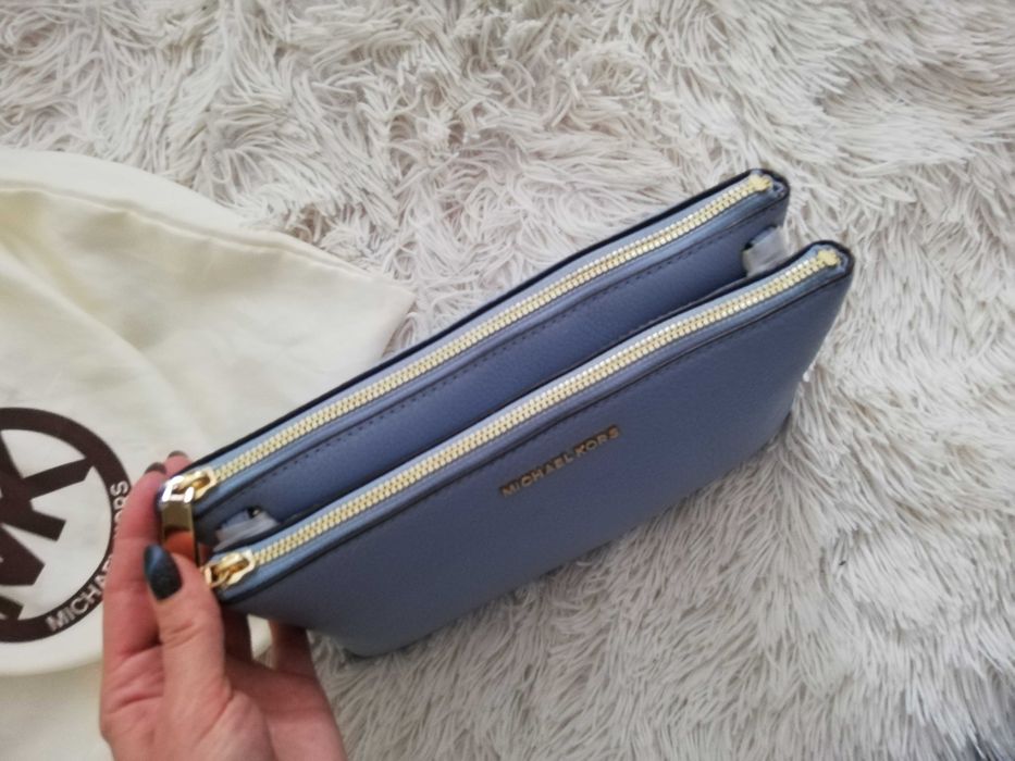 torebka Michael Kors skórzana niebieska crossbodies podwójna