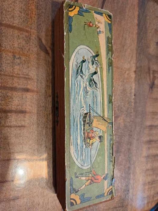 Lote de 3 estojos de madeira escolares antigos dos anos 50