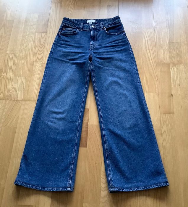 H&M jeansy wide leg szerokie nogawki niebieskie 34 XS spodnie dżinsy