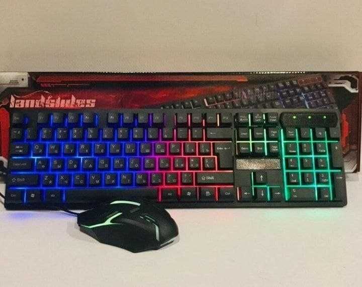 Клавиатура и мышь с подсветкой набор для компьютера и ноутбука, мышка