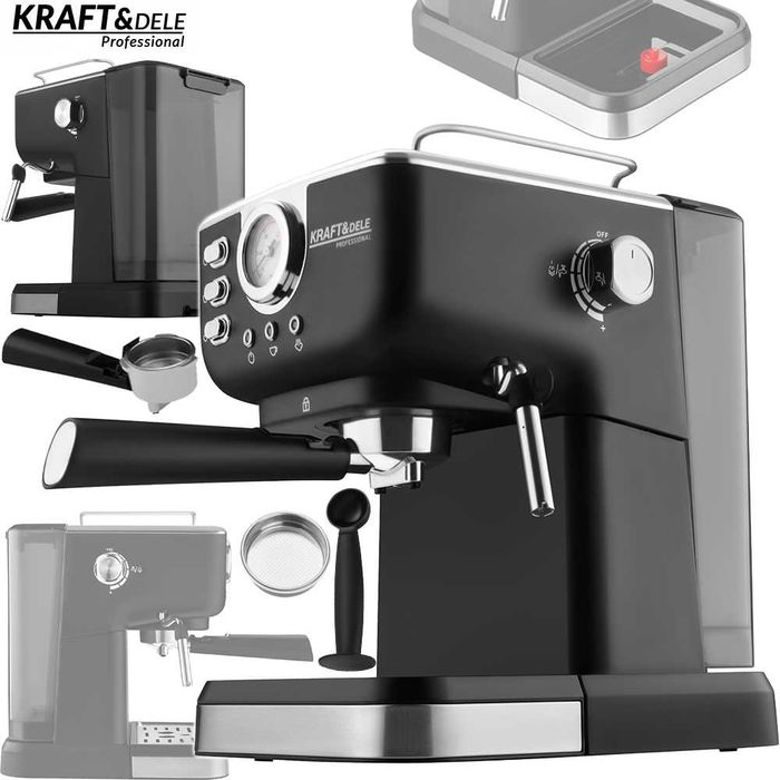 KRAFTDELE Ekspres Ciśnieniowy Do Kawy 1500w Analogowy Wskaźnik Temperatury Zestaw KD4289