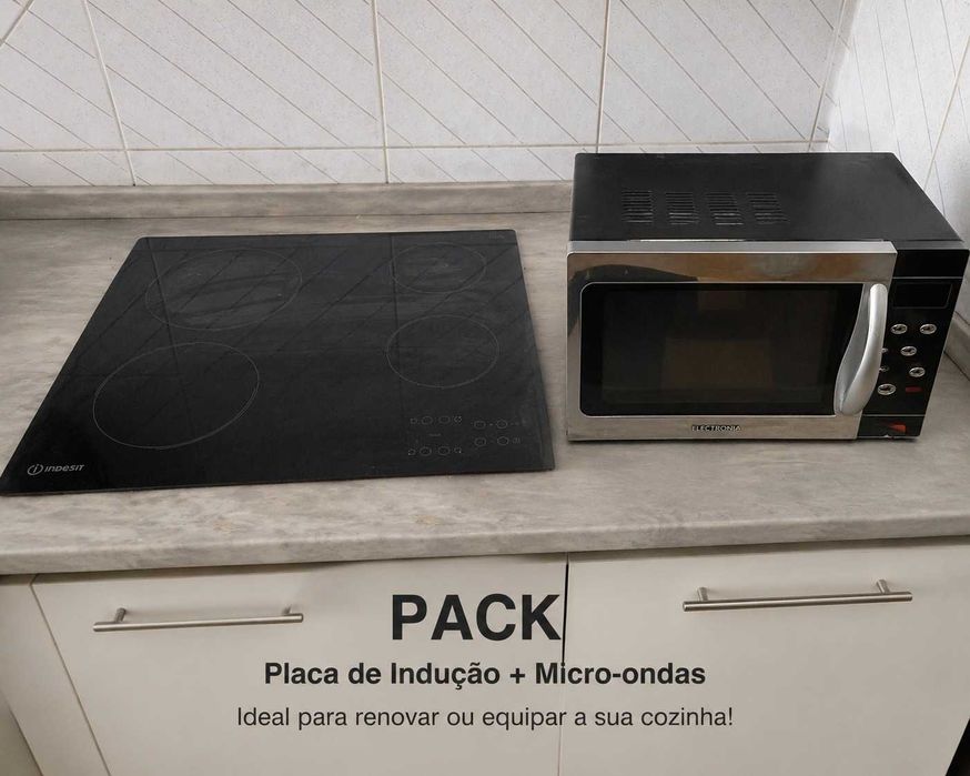 Pack microondas + placa vitrocerâmica
