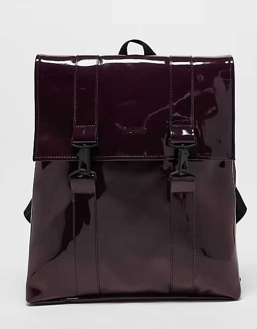 Лімітований рюкзак RAINS зі штучної лакованої шкіри кольору бордо