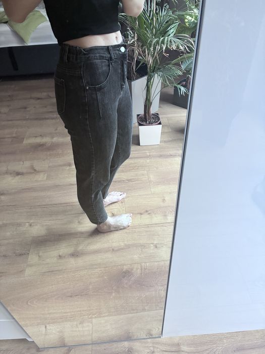 Ciemny denim czarne jeansy M / 38