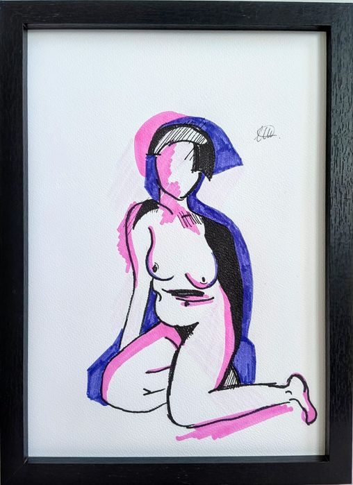 6 szkiców studyjnych akty erotyki portrety artdeco grafiki vintage