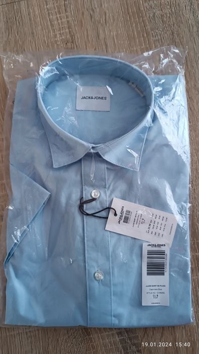 Koszula męska Jack and Jones krótki rękaw niebieska