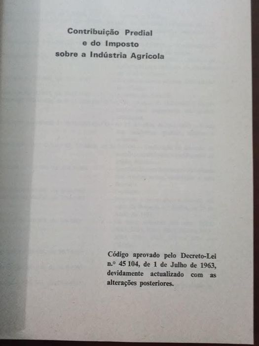 Contribuição Predial e Imposto Sobre a Indústria Agrícola - 1976