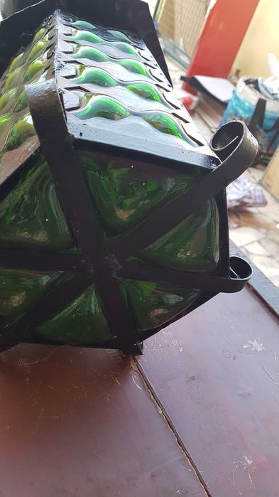 Candeeiro antigo vidro Marinha Grande sopro