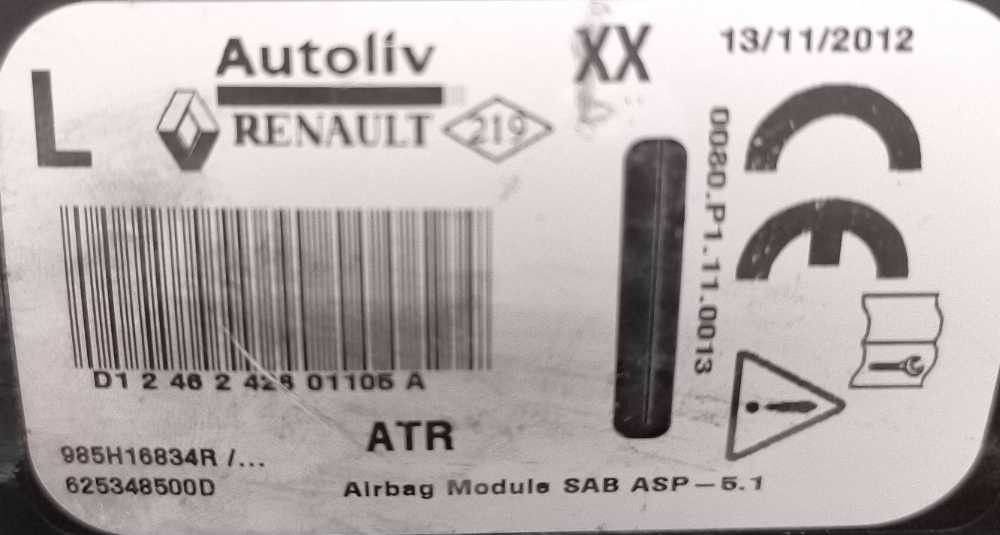 Airbag Banco Esquerdo RENAULT CAPTUR I (J5_, H5_) ano 2013