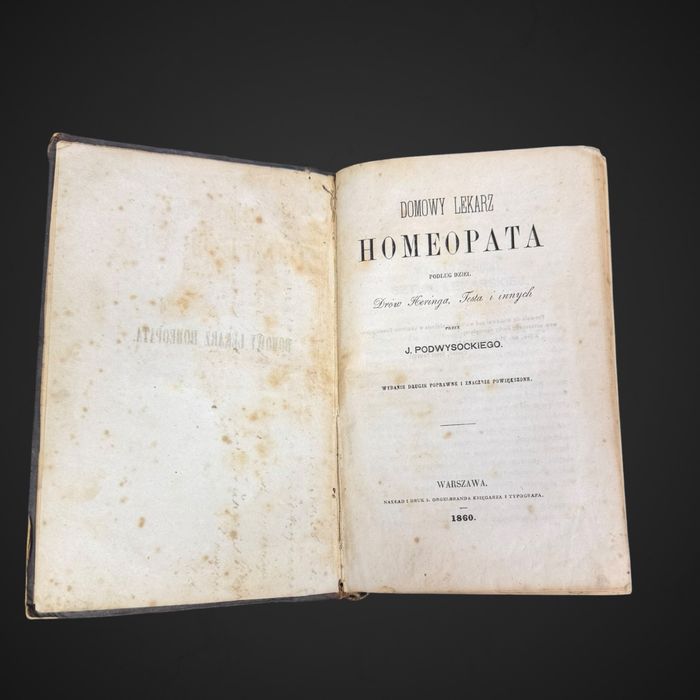Starodruk Domowy Lekarz Homeopata Warszawa 1860 r. LK/052801