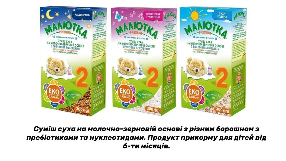 Малютка Premium 2 з борошном , дитяча суміш Малиш, Milupa