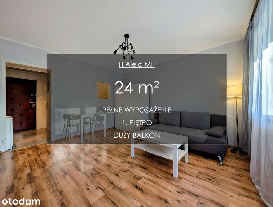 III Al. NMP | Przytulna kawalerka | Balkon na skwer | 24,32 m²