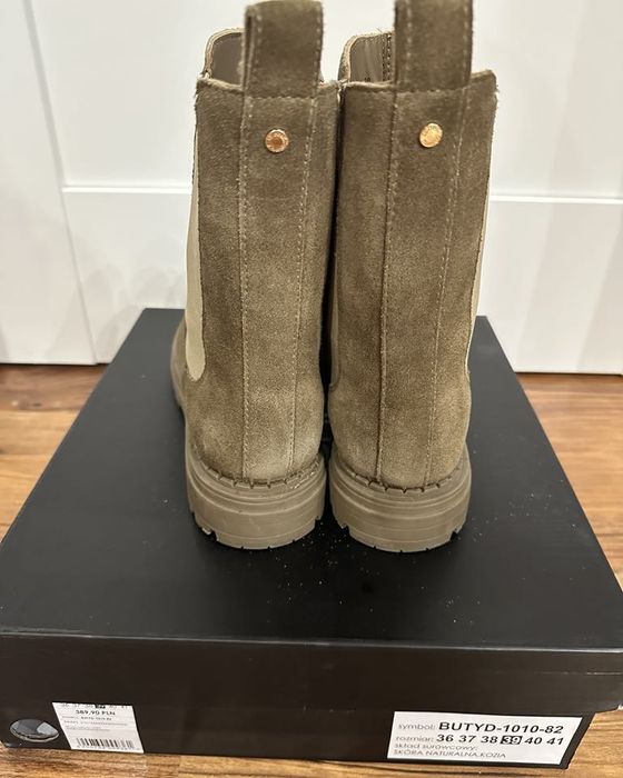 Sztyblety, kozaki skórzane beżowe Ochnik