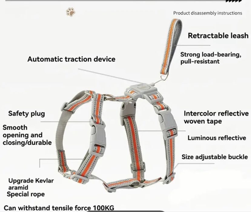 Regulowany Szelki i Smycz dla Psa
