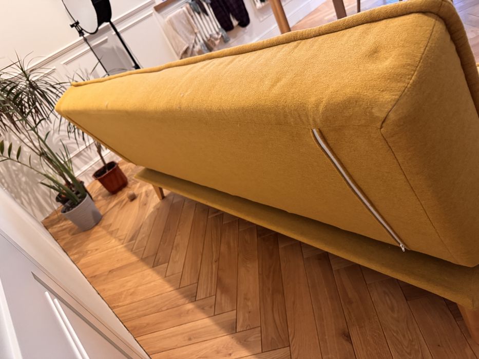 Диван розкладний інтерʼєрний жовтий 180 см