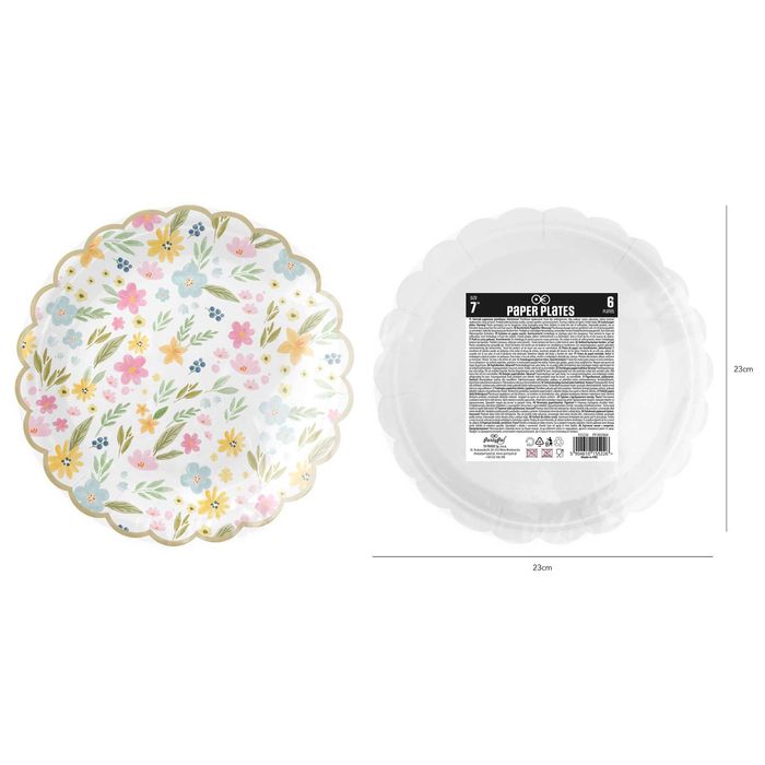 Talerzyki papierowe "KWIATY POLNE" 18cm 1opak./6szt.