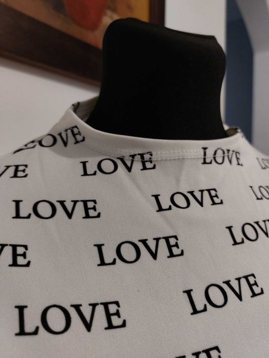 Białe body w napisy LOVE, XS/S