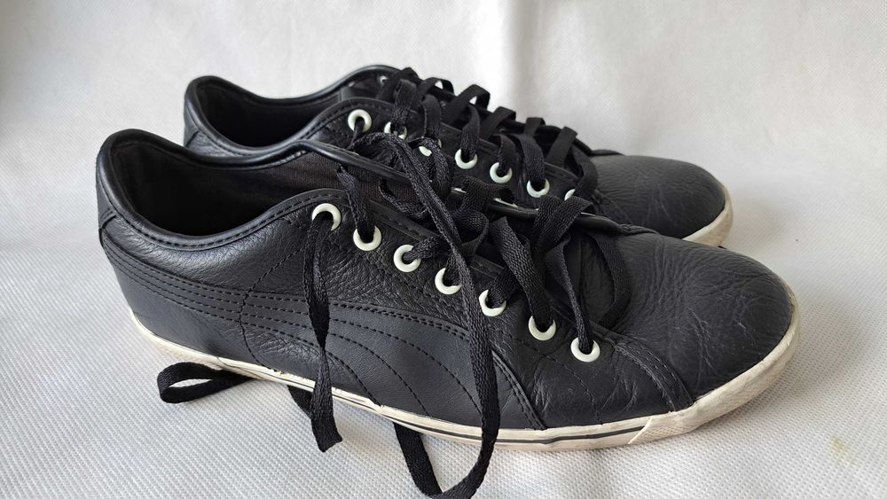 PUMA BENECIO- Męskie Skórzane Czarne Trampki Buty Sportowe 40 1/2