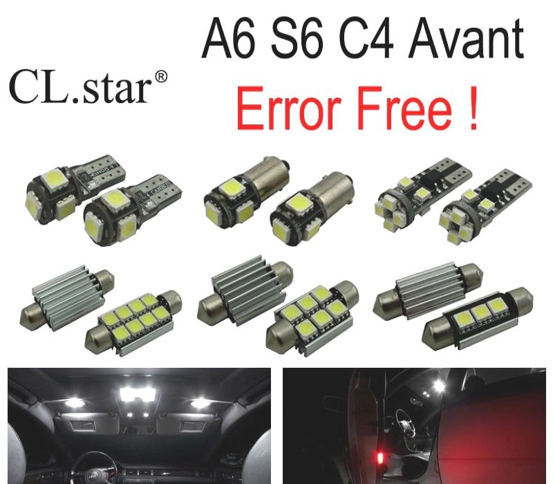KIT COMPLETO DE 19 LÂMPADAS LED INTERIOR AUDI A6 S6 C4 AVANT WAGON 1994-1997