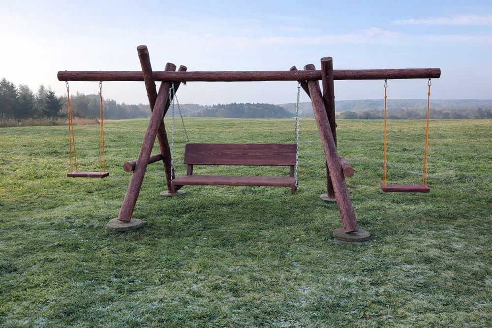 Meble ogrodowe DREWNIANE góralskie DO OGRODU biesiadne LITE DREWNO +