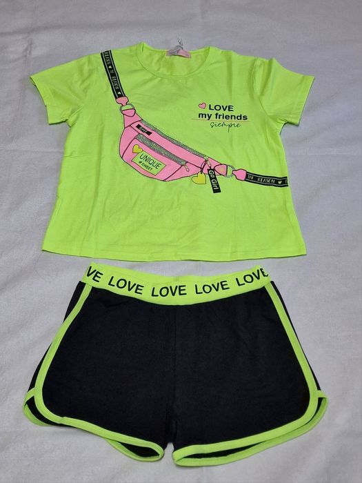 Conjunto de camisola e calção para menina. Tamanho 16 anos