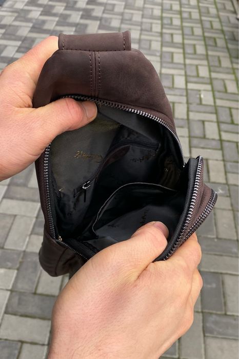 Коричнева чоловіча сумка Craft слінг бананка через плече crazy horse