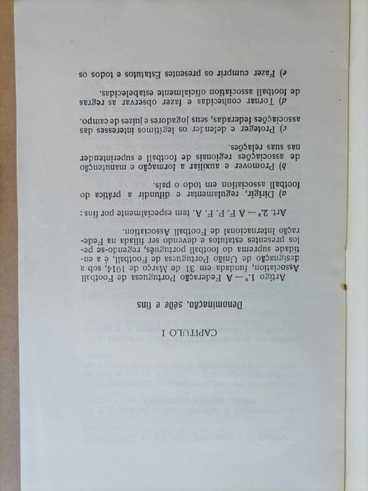 F. P. F. 1914 Football Association 1ºs  ESTATUTOS Federação Portuguesa