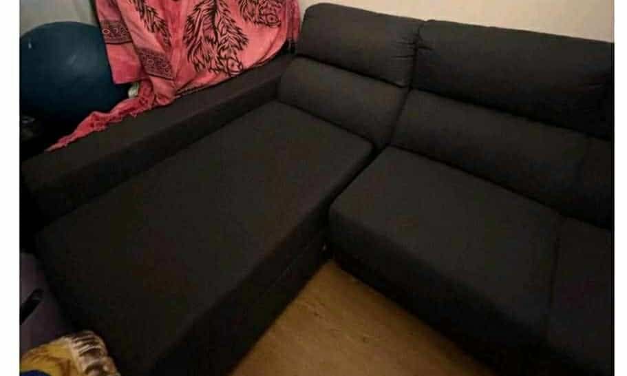 Sofá Chaise Longue Cinza Escuro (Tavira)