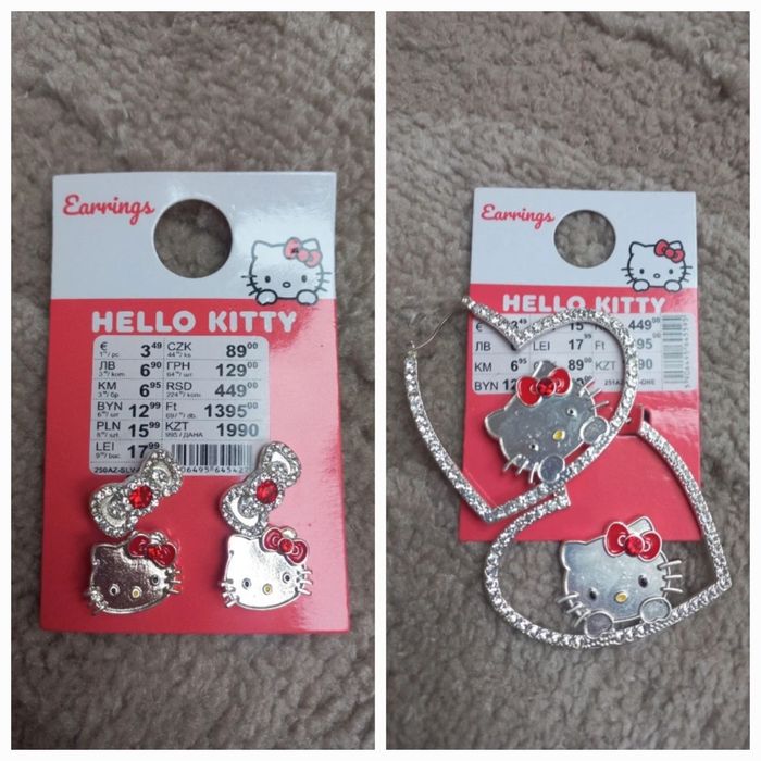 Zestaw kolczyków hello kitty nowe