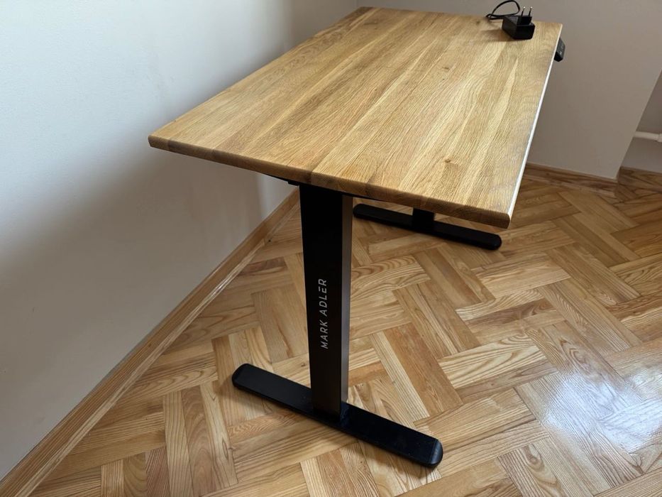 Biurko Elektryczne 100x60 | Blat z Lameli DĘBOWYCH (Lakierowany)
