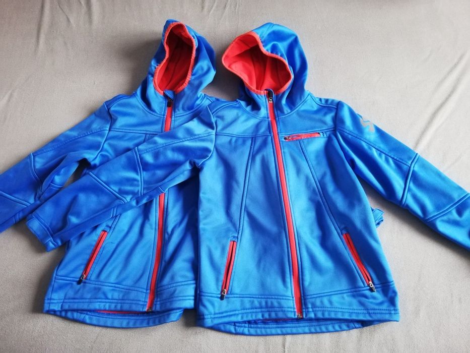 Kurtki softshell dla bliźniaków jesienne crivit 134/140