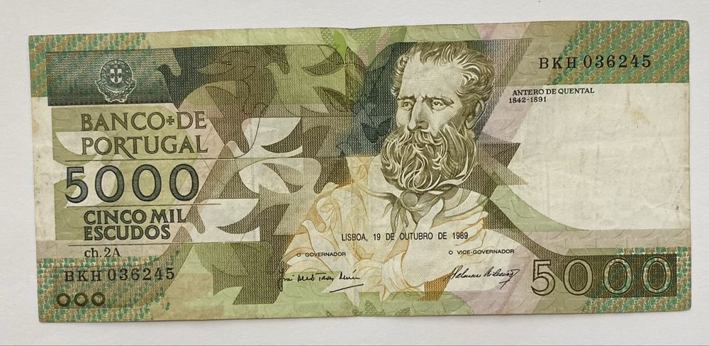 Nota 1098 - Cinco Mil Escudos Ch.2A - 1989