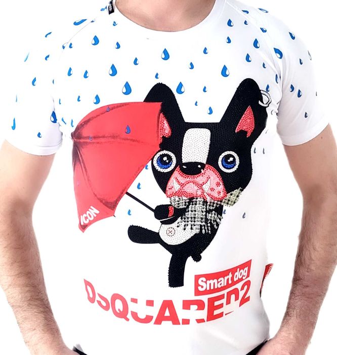 Koszulka Męska  T-shirt DSQ2  Dsquared2 motyw z Dog