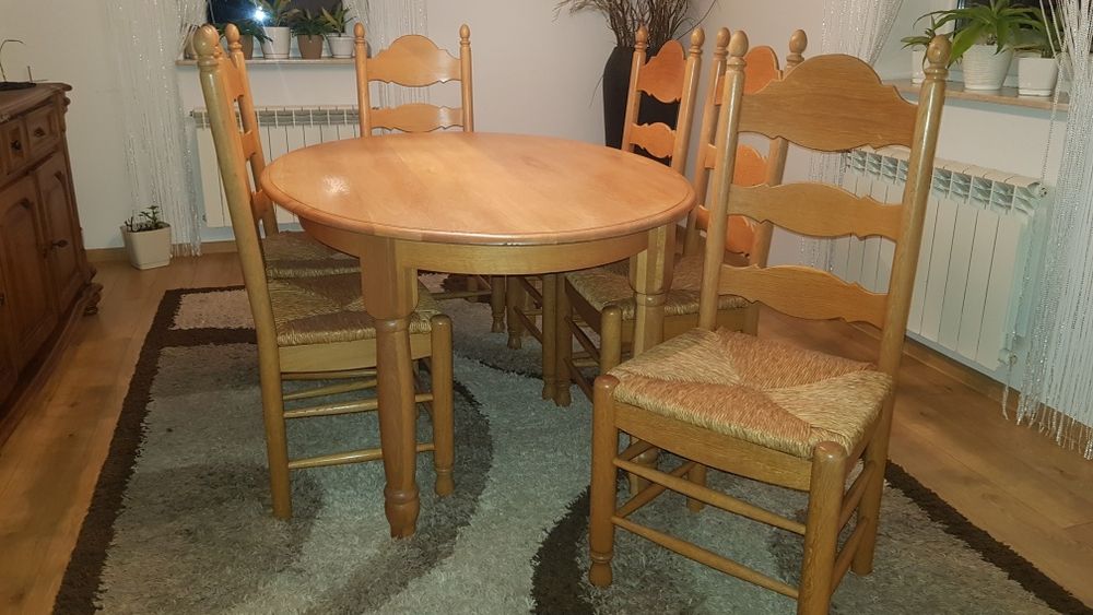 Dębowy stół + 6 krzeseł