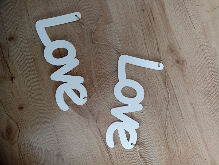 2 sztuki napis live na sznurku tabliczka do powieszenia ślub białe