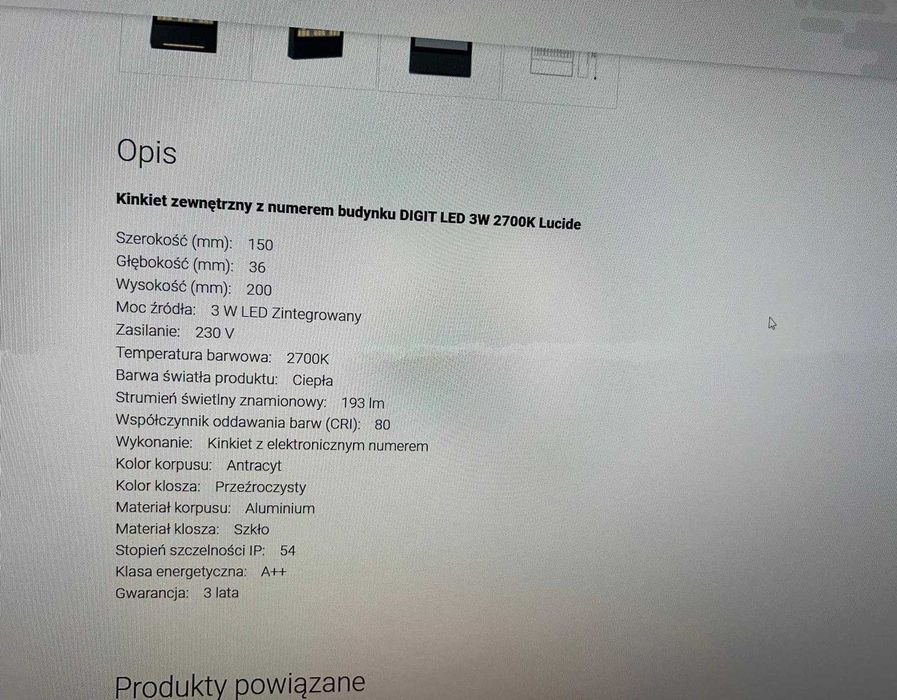 DIGIT LED 3W 2700K Kinkiet zewnętrzny z numerem budynku