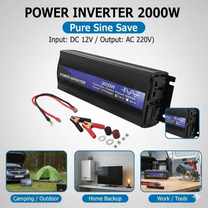 Преобразователь 12V/220v 2600W чистый синус Инвертор перетворювач
