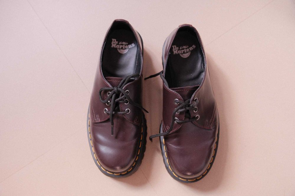 Dr Martens 40 1461 Sapato Plataforma Burgundy Quad Ótimo Estado