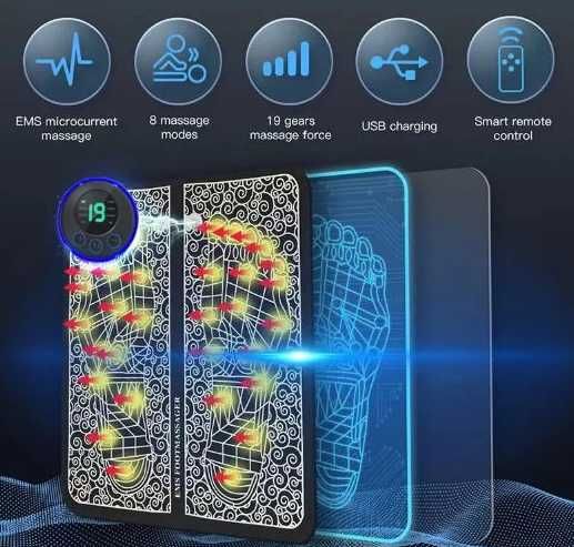 Masażer EMS do stóp - mata masująca- elektrostymulator - do relaksu