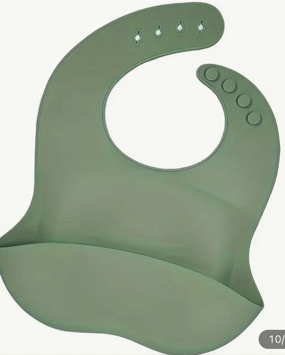Silikonowy śliniak dziecięcy, niemowlęcy oliwkowy Nowy