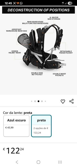 Mochila outdoor/caminhada/lazer