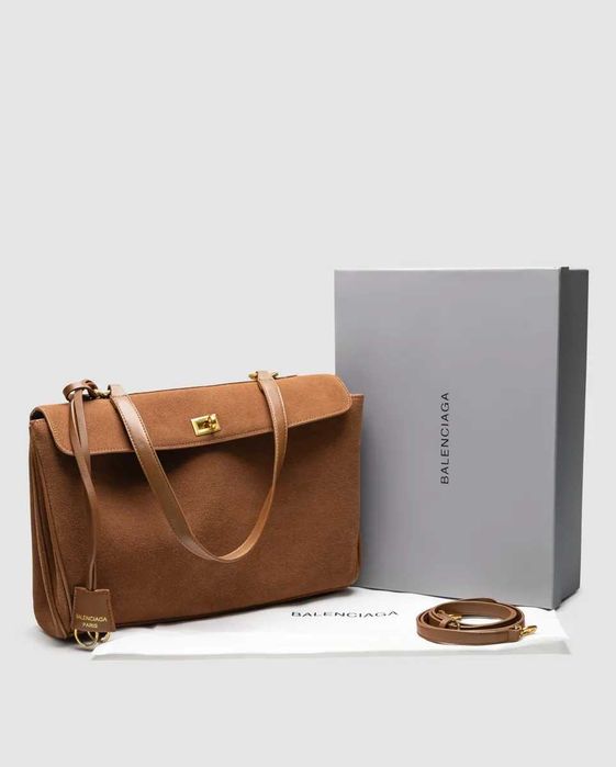 Сумка жіноча Balenciaga Rodeo Large Suede Ginger/Gold 1:1
