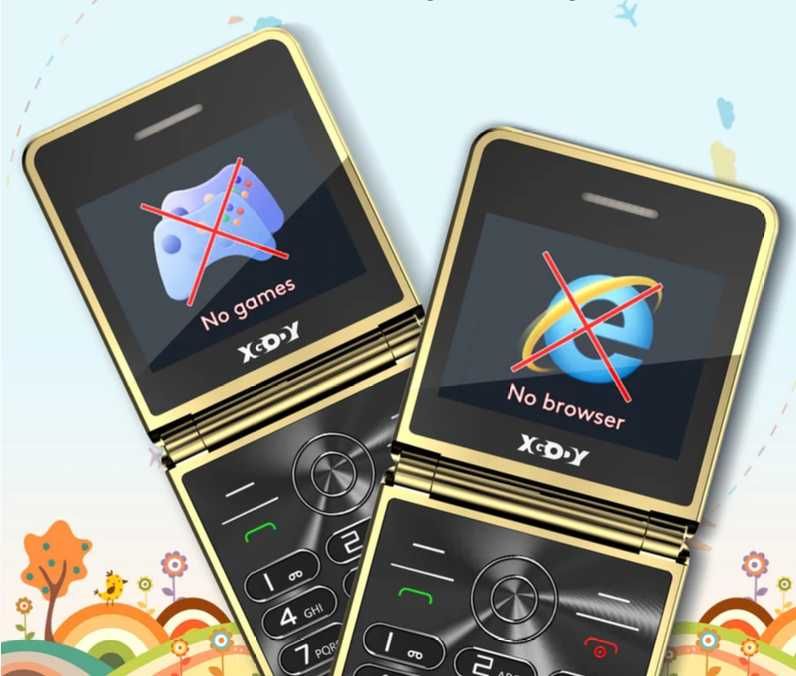 Telemóvel XGODY S200 - Dourado, Dual SIM + Capa (Ideal para Crianças ou Idosos), Novo - Envio Gratuito