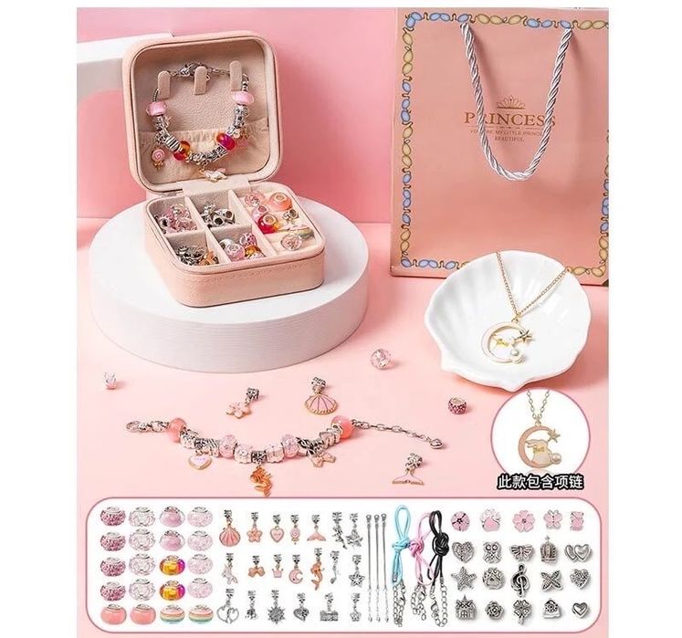 Набір прикрас для дівчаток 6 браслетов шармы набор украшений пандора