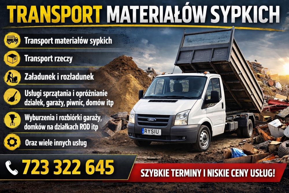 Transport wywrotka do 3,5t / opróżnianie / sprzątanie