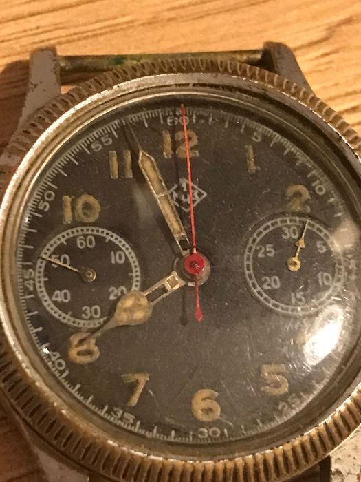 Original Offiziers-Fliegerchronograph Urofa 59 pilot 1MCZZ ,1МЧЗ Glashutte  B-Uhr / Flieger  1948, Glashütte 1MCZZ, Tutima