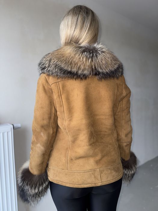 Kożuch naturalny skóra owcza 3D Z lisa rudego  s/m futro ocieplany