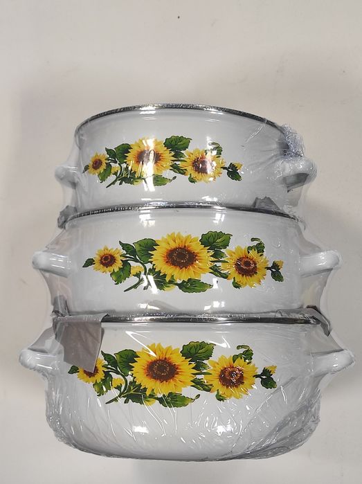 Zestaw 5 garnków emaliowanych z pokrywkami 10 elementów komplet emal