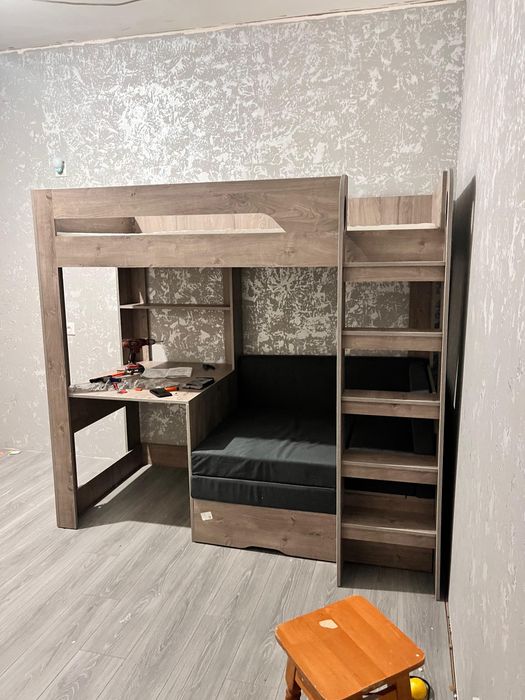 Двоярусне ліжко, ліжко, 3в1, диван , гірка,спорт.комплекс